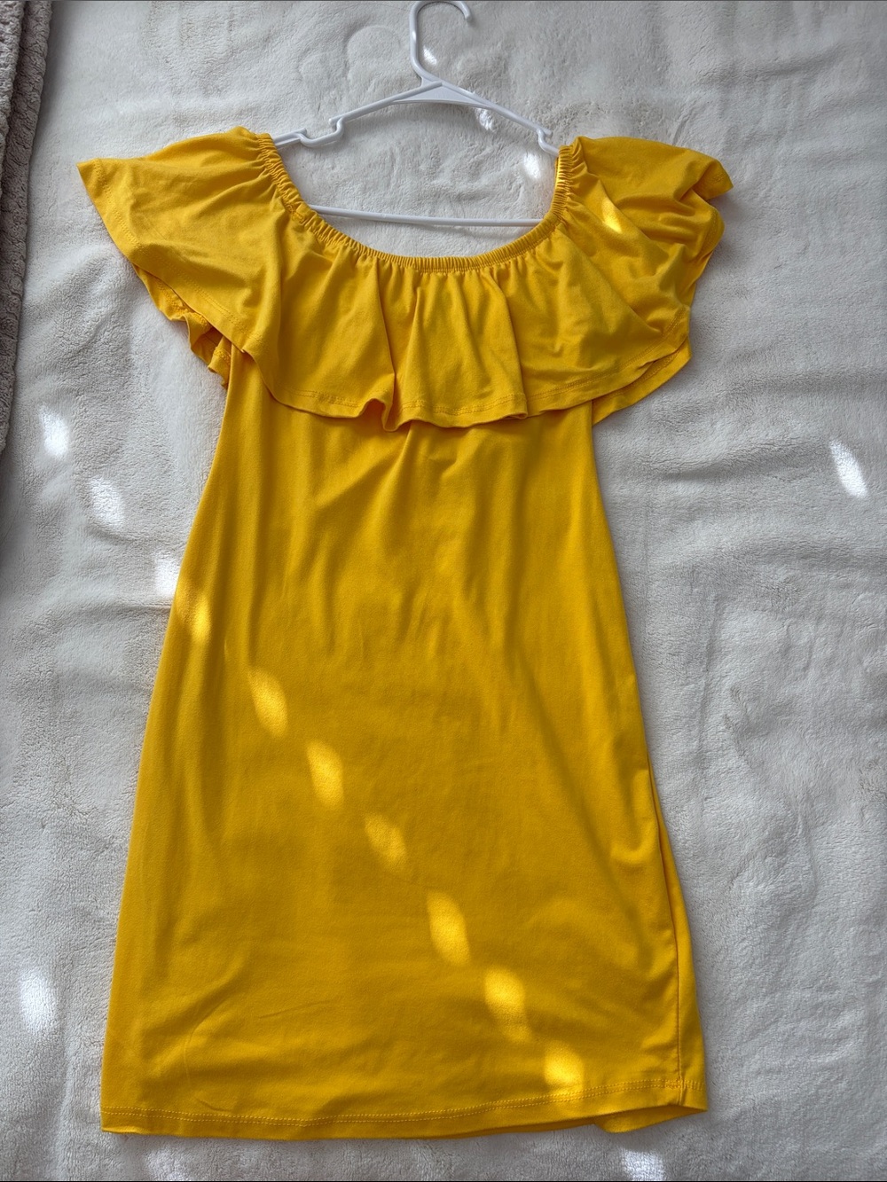 Yellow Off-Shoulder Ruffle Dress
